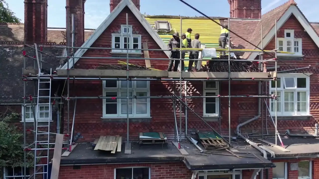 The Westface Roofing team re-tiling a period roof